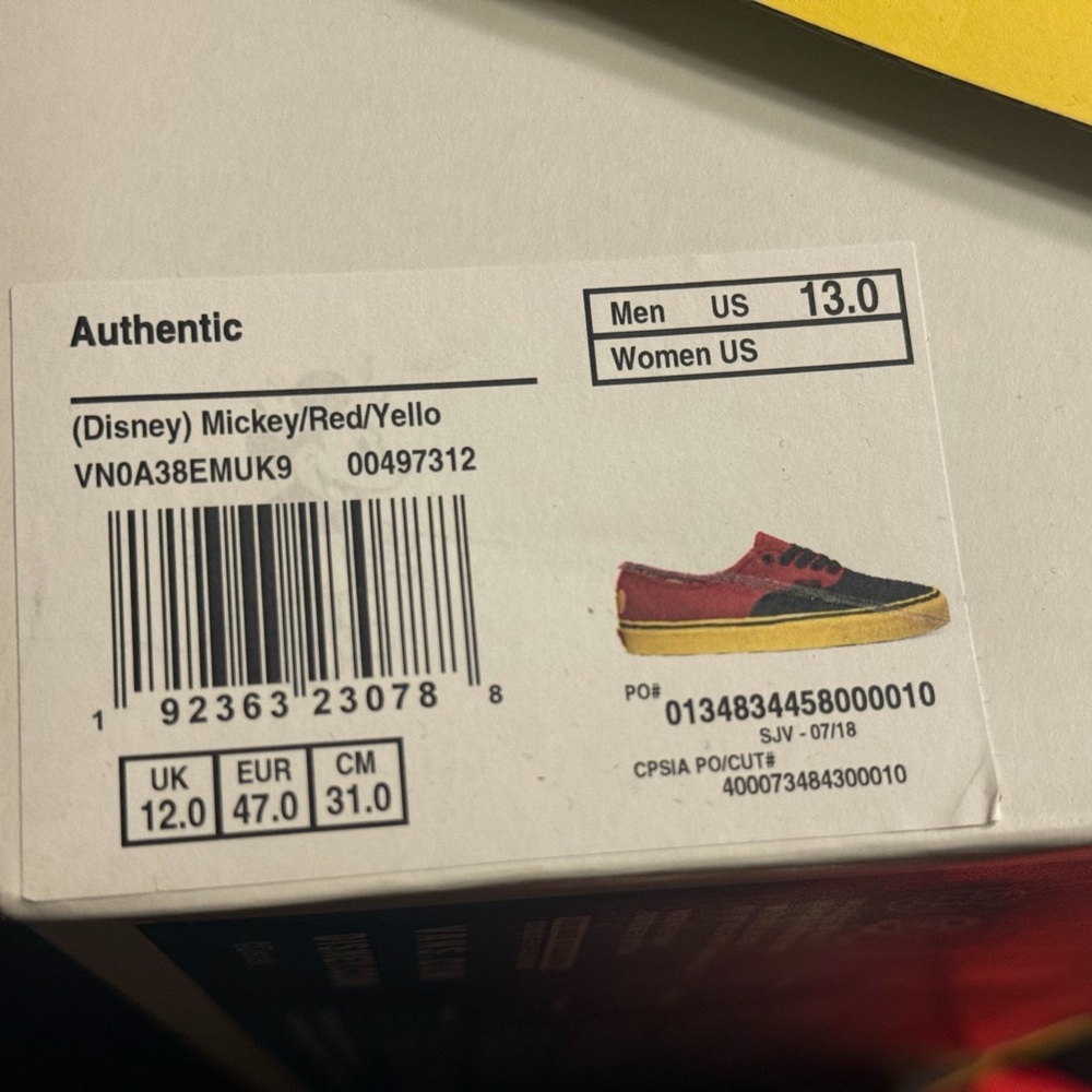 Disney Red and Yellow Vans